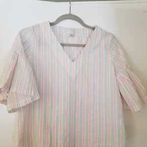 Flared short sleeve blouse